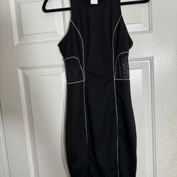 Black Dress with Mesh Cut-Outs