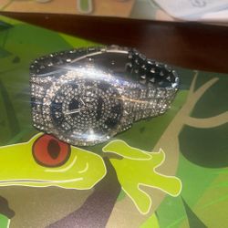 Iced Out Crystal-Encrusted Men's Watch