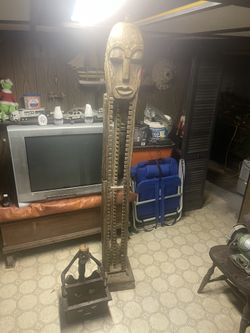 Vintage Wooden Tribal Hand Carved CD/DVD Holder