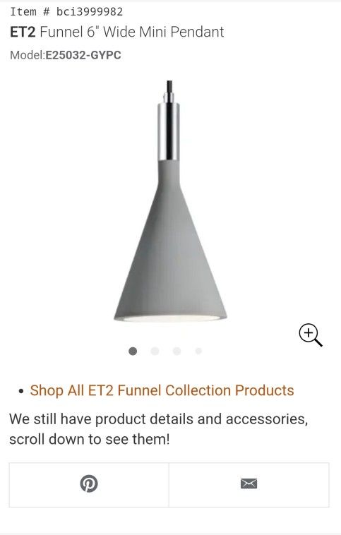 ET2 Funnel 6" Wide Mini Pendant $50 Each Or 3 For $100