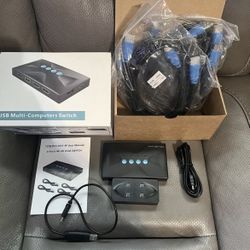 KVM Switch, USB & HDMI Switcher for 4 Computers Sharing One HD Monitor and 3 USB