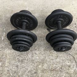 Pair of 50 Lb Changeable Dumbbells 