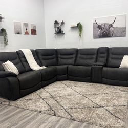 Gray Sectional Couch Power Recliner - Free Delivery