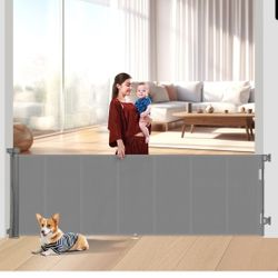 Extra Wide Retractable Baby Gate 120" Indoor Outdoor Dog Gate 34" Tall Mesh