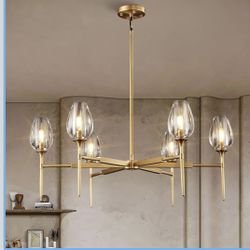 Moderna Gold Round Crystal Chandeliers RETAIL $499