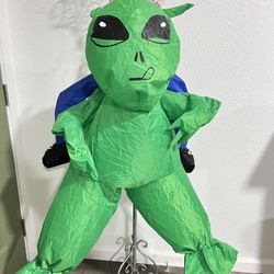 Child Inflatable Green Alien Costume Ride On Carry Halloween Blow Up Party Kids