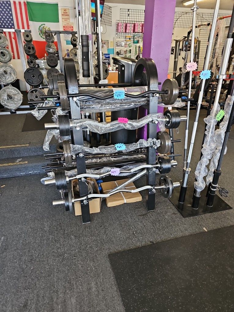 Curl Bar And Weights 