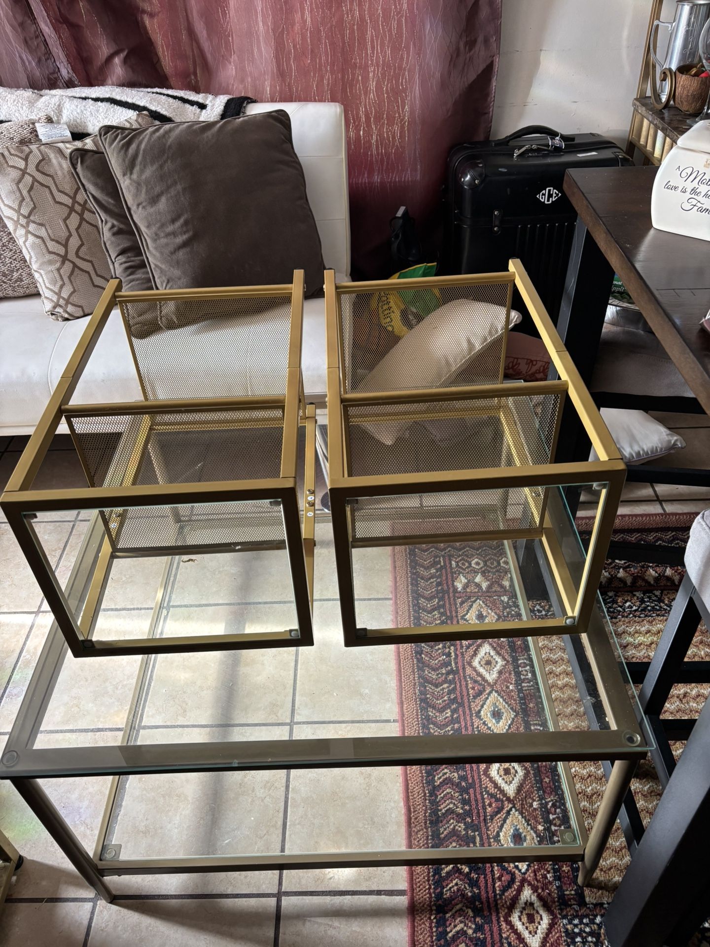 Glass Table Set Gold Tone
