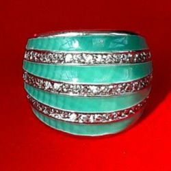 Beautiful Vintage Silver Blue Enamel Ring