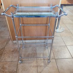Chrome and Glass Serving Cart