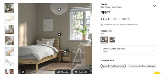 IKEA TARVA Twin Bed Frame + LÖNSET Slatted Bed Base – Like New