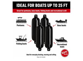 Taylor Made Boat Fenders 22” x 6” (Set of 4) – Black – New