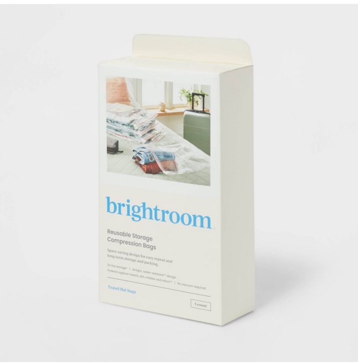 Large 5pc Compression Travel Bags Clear - Brightroom™: Vacuum Seal Space Saver for Clothing & Bedding