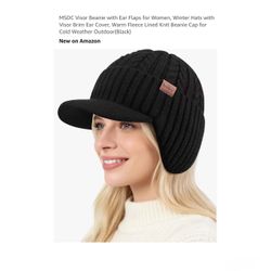 Brand new Visor Beanie with Ear Flaps for Women