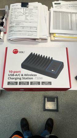 10 Port USB A/C And Wireless Charging Station