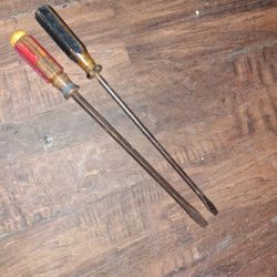 VINTAGE CRAFTSMAN AND BONNEY 16" FLAT HEAD SCREWDRIVERS.  BONNEY # 012 CRAFTSMAN # 41588