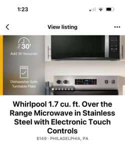 Whirlpool 1.7 cu. ft. Over the Range Microwave in Stainless Steel with Electronic Touch Controls