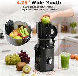 New Open Box OLIXIS Cold Press Juicer With Wide Feed Chute For Whole Vegetables & Fruits, Black