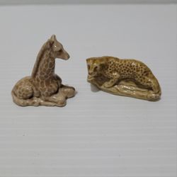 Wade England Miniature Porcelain Figurine Whimsies Giraffe And Leopard Lot- 2 