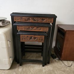 Oriental Stacking Tables W/ Secret Drawet