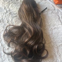 16” Drawstring Ponytail Extension In Med Brown