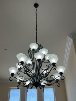Beautiful Large iron Chandelier 36" W x 46"H