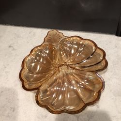 Vintage Carnival Glass Clover Shaped Candy/Nut Dish