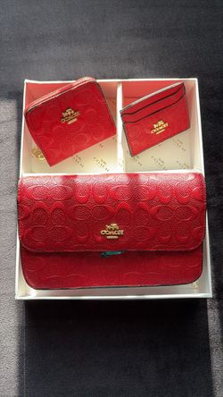 Coach 3 Piece Bag Set - Red