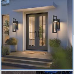 2 OURIFU Modern Porch Lights Outdoor Indoor Integrated LED Wall Light Sconces