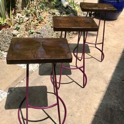 28” Outdoor/Indoor Stools with Pressure Treated Wood Seats: Base-18”W X 15.5”D, Seats-16”W X 11.25”D-$30  Each