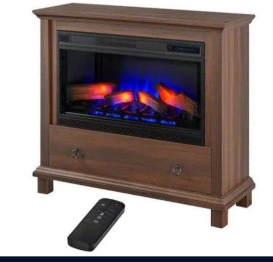 Luxury Sophisticated Realistic Infrared Fireplace With TV Stand In Birch