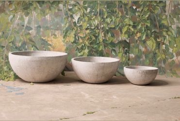 Three Piece Concrete Planter Set