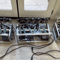 4 Crypto Mining Rigs – 3 Dual PSU + 1 Frame – Ready to Run