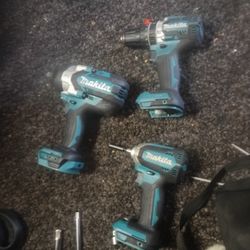 makita 1/2 inch big impact wrench Makita impact drill & Makita hammer drill 2 batteries and 1 charger