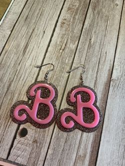 Barbie Letter B Glitter Earrings