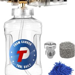 Pressure Washer Foam Cannon, Adjustable Snow Foam Lance with M22 and 1/4 Inch Quick Connect, Additional Orifice Nozzle 1.1mm, Car Wash Mitt, 1.5 Liter