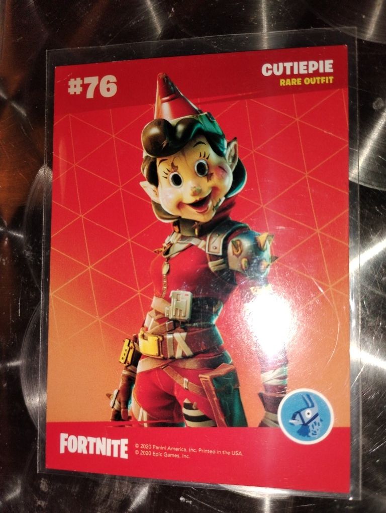 Set Of Three Fortnite Panini Trading Cards( Malacore, Cutie Pie, Brutus)