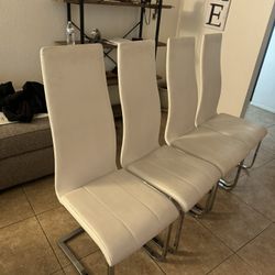 White Leather Chairs (set Of 4)