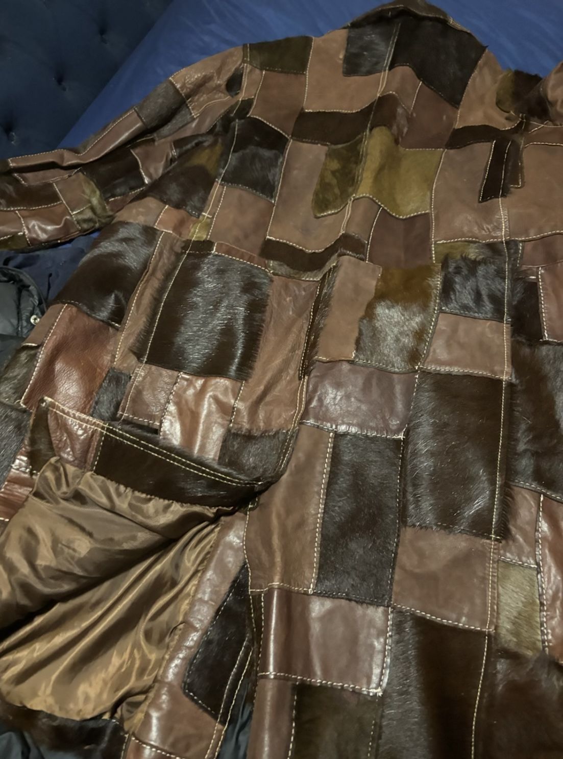 Leather Patch Work Coat