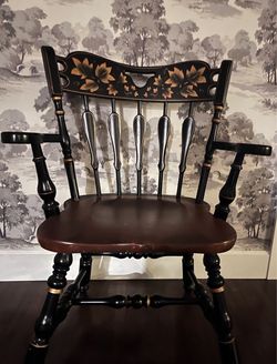 Vintage Windsor Armchair with Leaf Stenciling