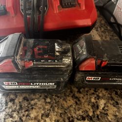 Milwaukee Charger And 2 Batteries Used
