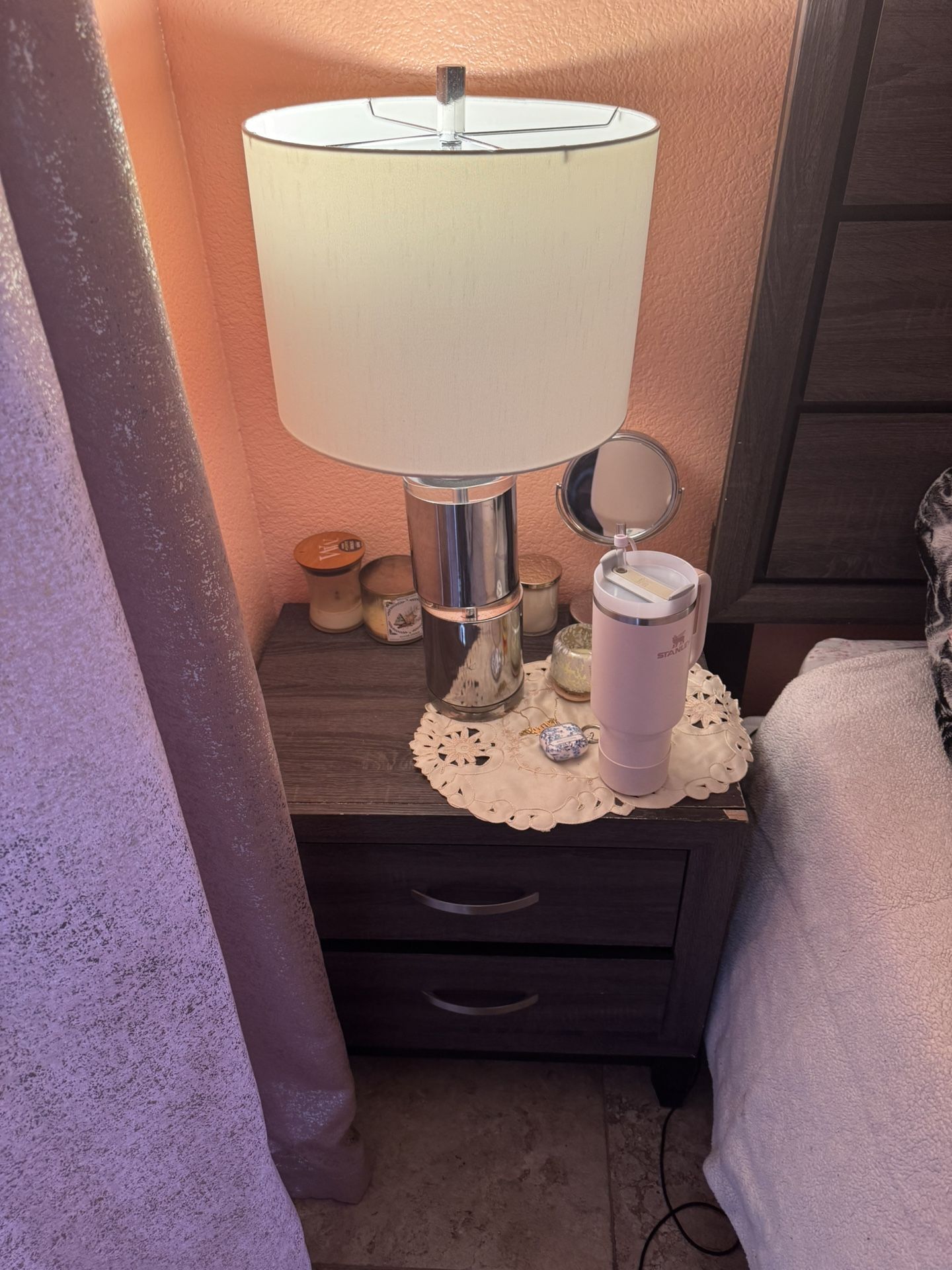 Wooden Dresser With Mirror And Nightstand 