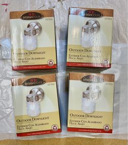 Set of 4 New Design House Outdoor Wall Lights - Satin Nickel Jelly Jar Sconces