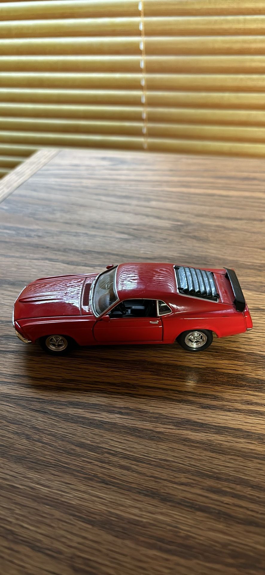 Metal toy car 1970 Ford Mustang Boss Red 302  Great condition 5” length 