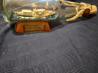 Vintage Sailing SHIP In A Bottle Small 250ml 7" Long Raddampfer Ohentwiel