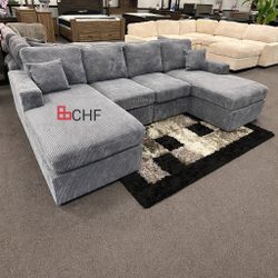 Corduroy Double Chaise Sectional Sofa // Limited Time Offer 