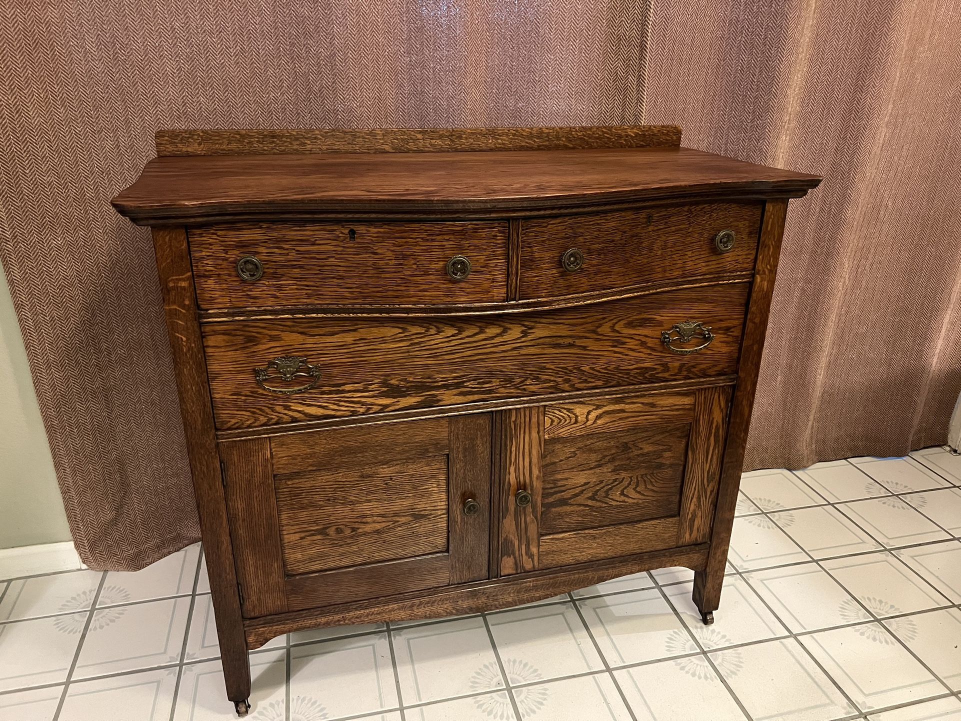 Antique Oak Sideboard Cabinet Dresser