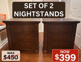 Solid Wood Nightstands Set of 2 | Liberty Furniture Hamilton Collection | 3 Drawer End Tables