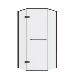 American Standard Ovation Curve 38 in. W x 72 in. H Neo Angle Fixed Semi-Frameless Corner Shower Enclosure in Matte Black