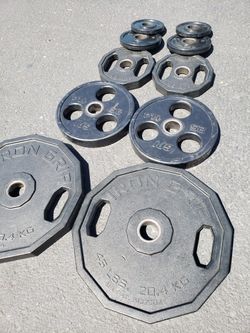 Iron Grip Olympic Plates Urethane Weights Gym Weight Set